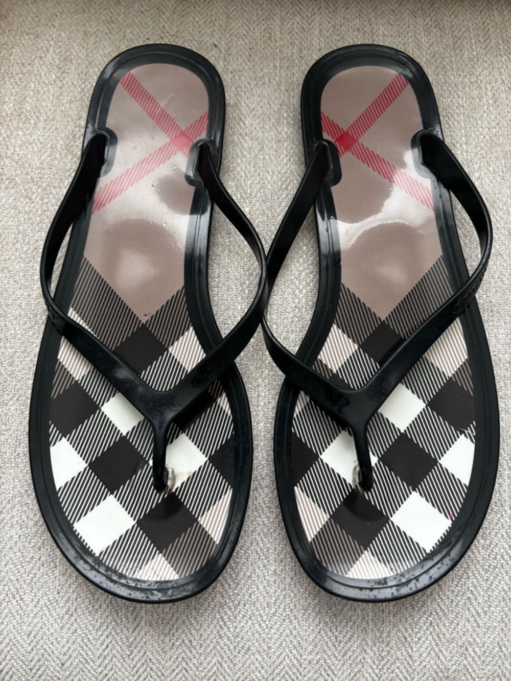 Burberry Black Plaid Women’s Sandal Flip Flops
